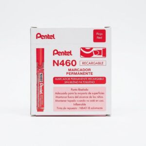 CAJA DE PLUMON N460 PERMANENTE ROJO  - PENTEL